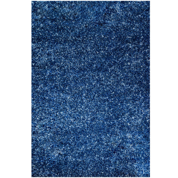 Brayden Studio Luxury Shaggy Navy Rug Wayfair.co.uk